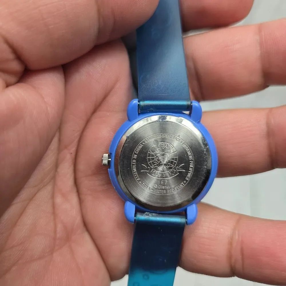 Disney Vintage Kids Timex Mickey Bubble Watch Analog Blue Fish Bowl RARE